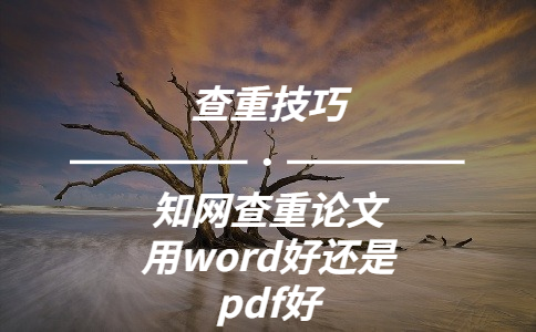 知网查重论文用word好还是pdf好