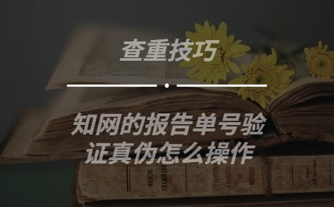 知网的报告单号验证真伪怎么操作