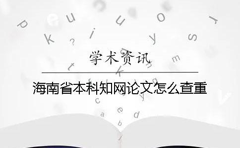 海南省本科知网论文怎么查重