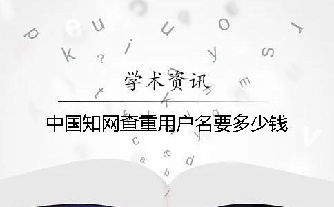 中国知网查重用户名要多少钱